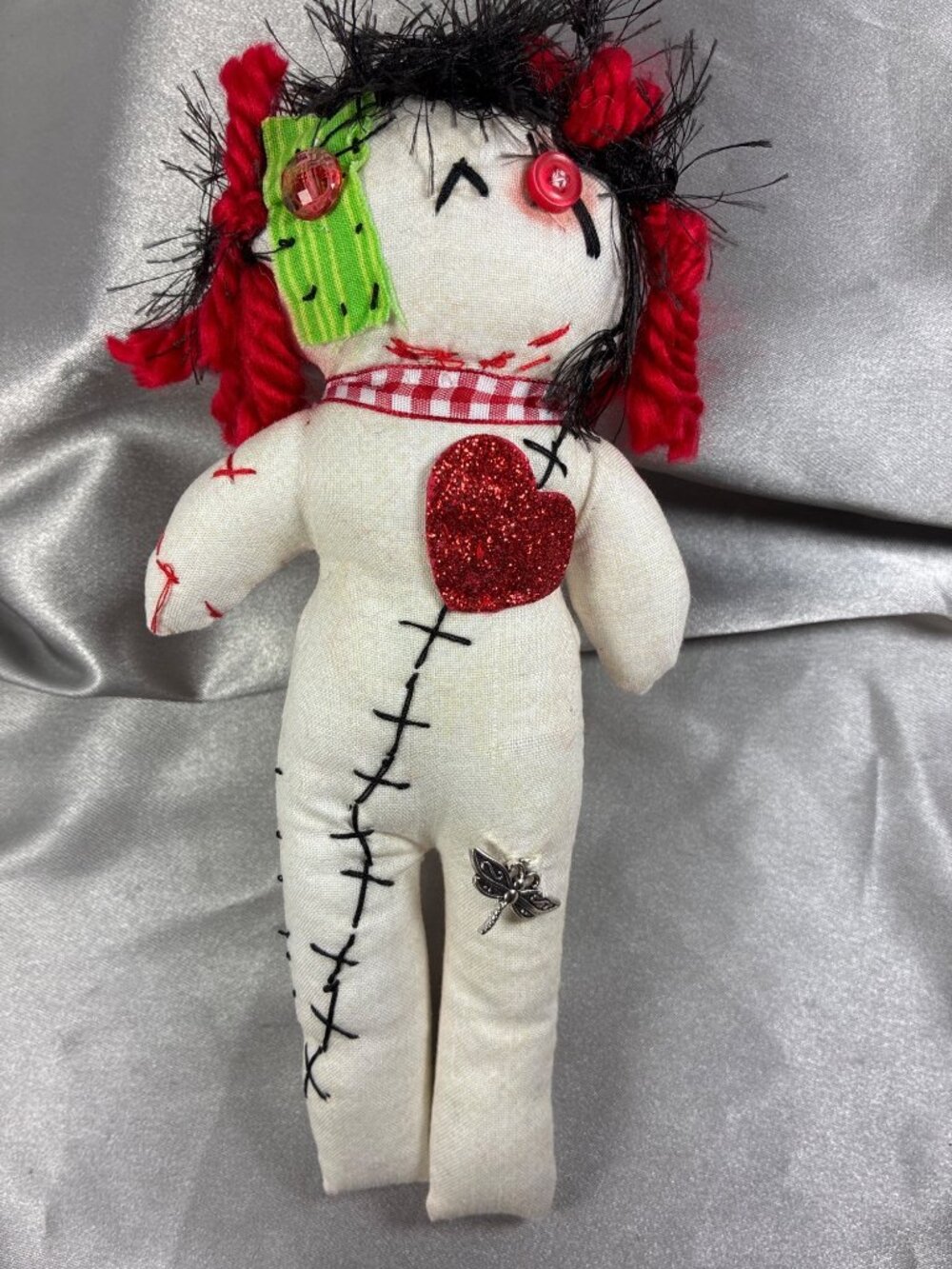 Handmade Halloween Rag Doll Pair Primitive Folk Art Creepy Cute OOAK 13" & 8" - Picture 4 of 15